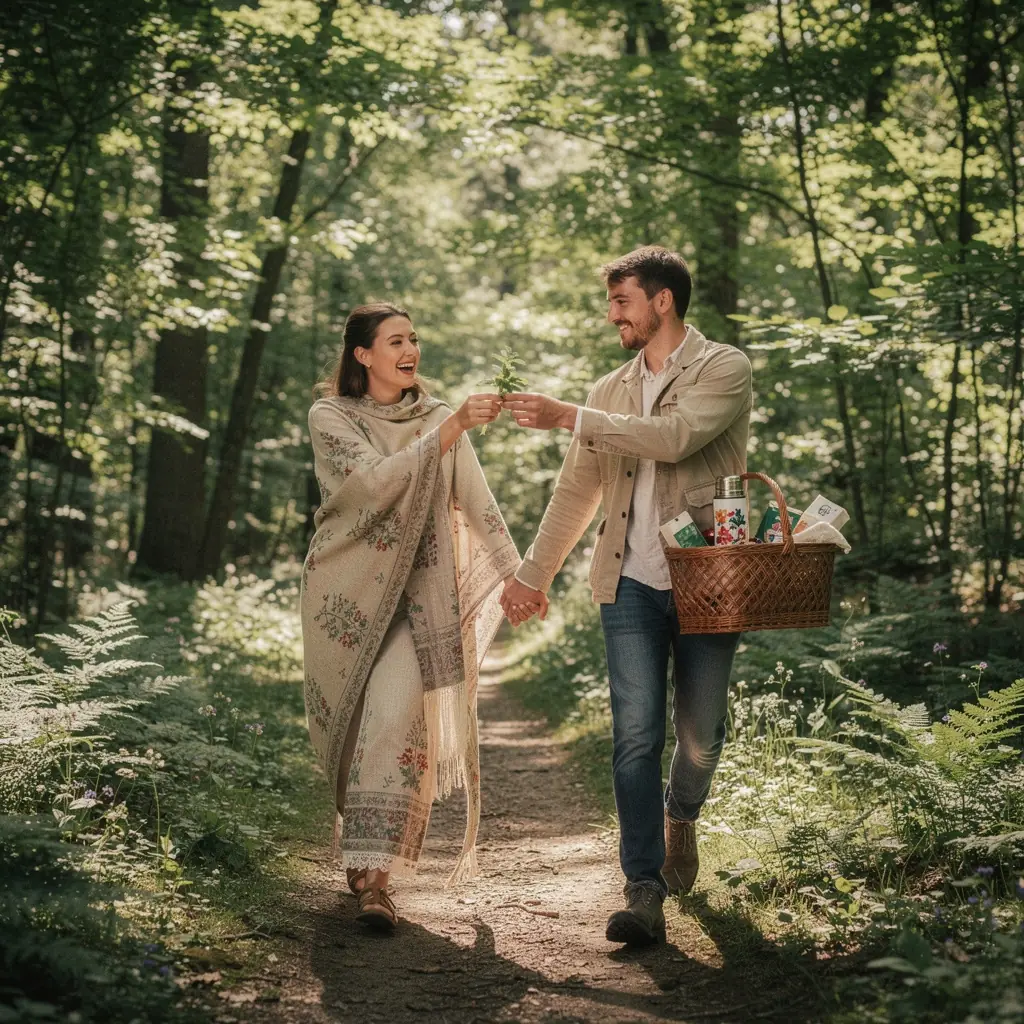 Tradičné slovenské čajové sady s folklórnymi vzormi vystavené na stole.