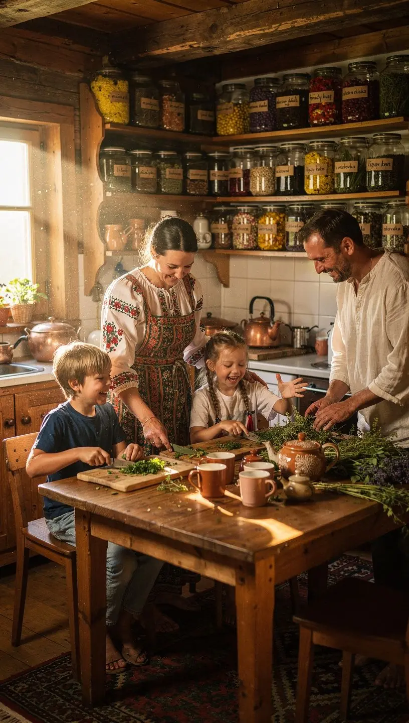 Svieža záhrada s bylinkami, z ktorých sa vyrábajú tradičné slovenské čaje.